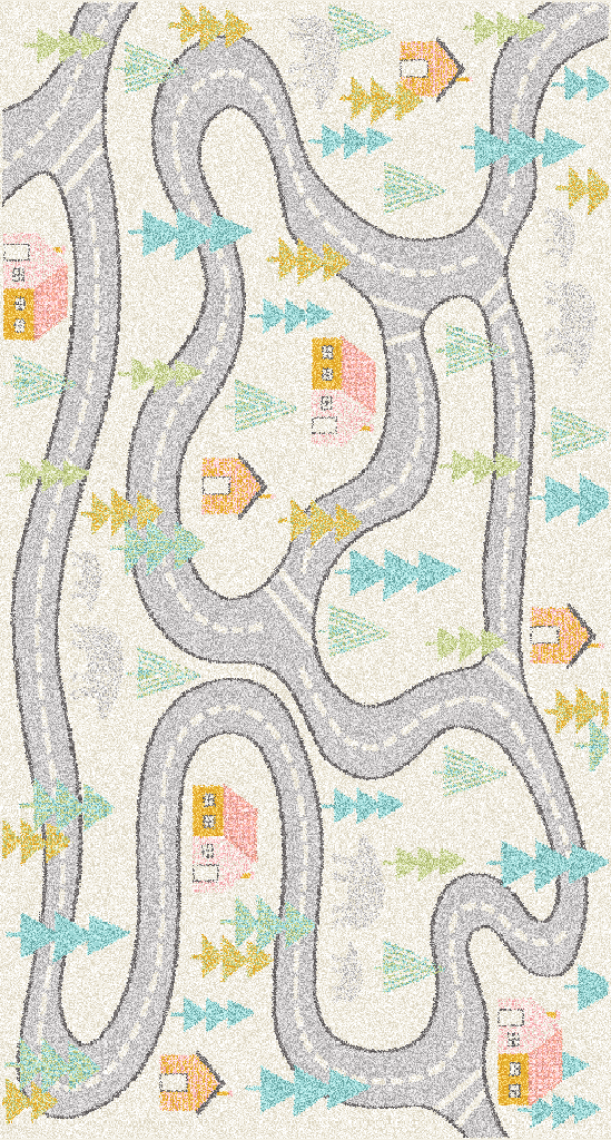 Carpet for Kids room, Way to Village, PP Extra Soft Frize, OW Giovanni Kids 2709,QH5,X, 120 X 170 CM 