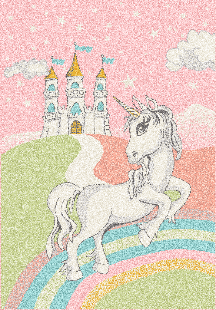 Carpet for Kids room, Unicorn Place, PP Extra Soft Frize, OW Giovanni Kids 5096,QH5,P, 120 X 170 CM