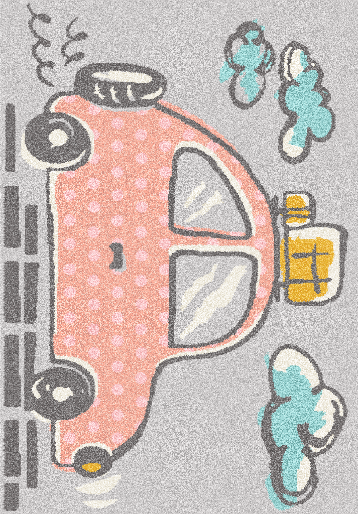 Carpet for Kids room, Dream Car, PP Extra Soft Frize, OW Giovanni Kids 7152,QH5,E, 120 X 170 CM