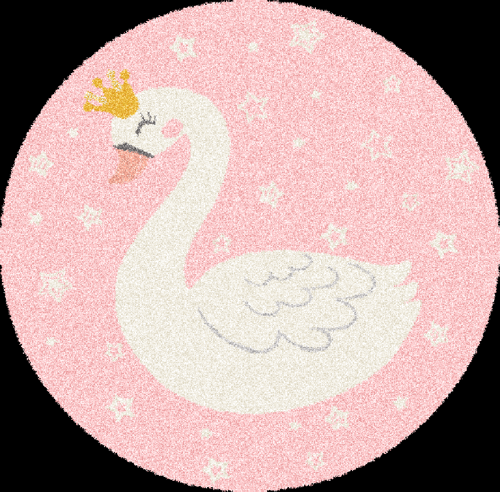 Carpet for Kids room, Lovely Swan Circle, PP Extra Soft Frize, OW Giovanni Kids 5678,QH5,P, 80 X 80 CM