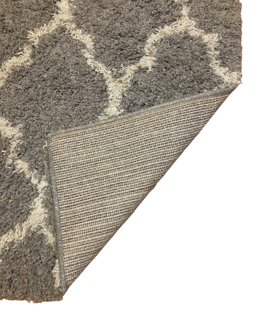 Carpet for living room/bedroom, Bern Geometric Grey PP Frize Shag, OW,509,LH4,H