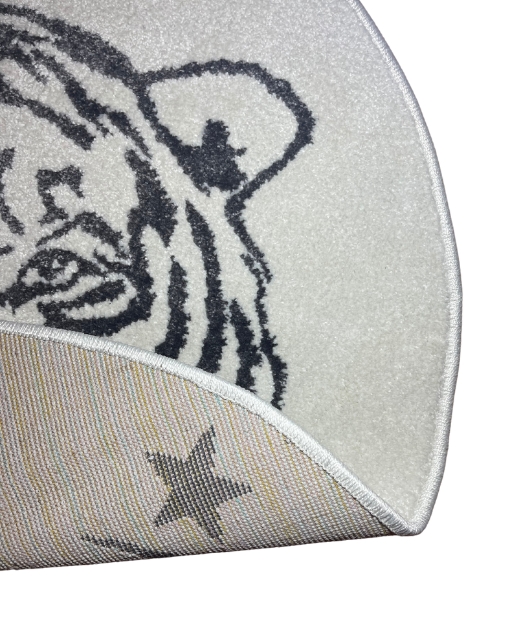 Carpet for Kids room, Tiger Circle, PP Extra Soft Frize, OW Giovanni Kids 7352,QH5,W, 80 X 80 CM